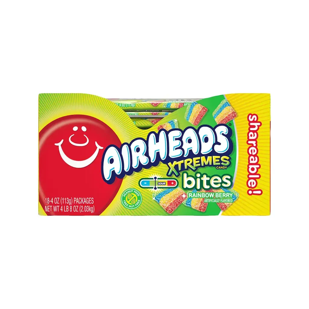AIRHEADS XTREMES 18-4OZ BITE RAINBOW BERRY KING SIZE