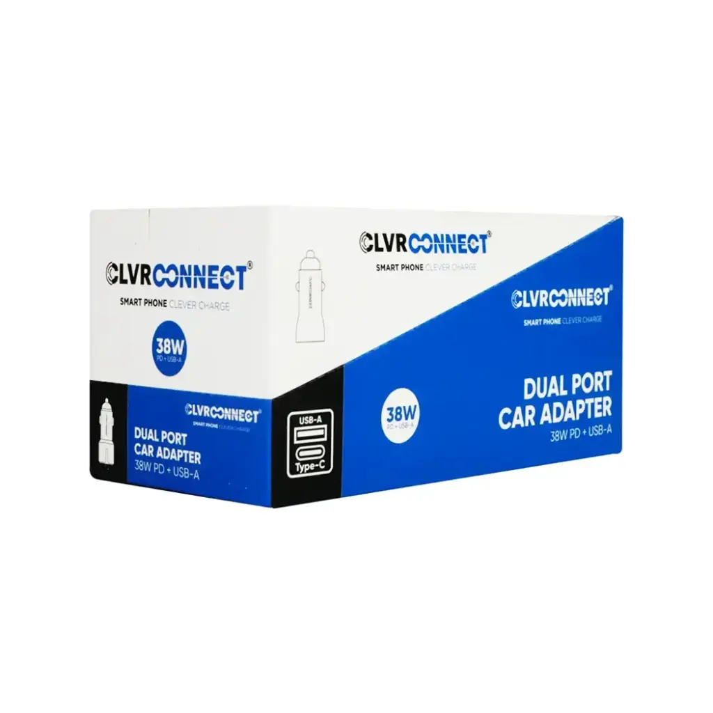 CLVR CONNECT DUAL PORT AUTO ADAPTER WITH TYPE C 4CT