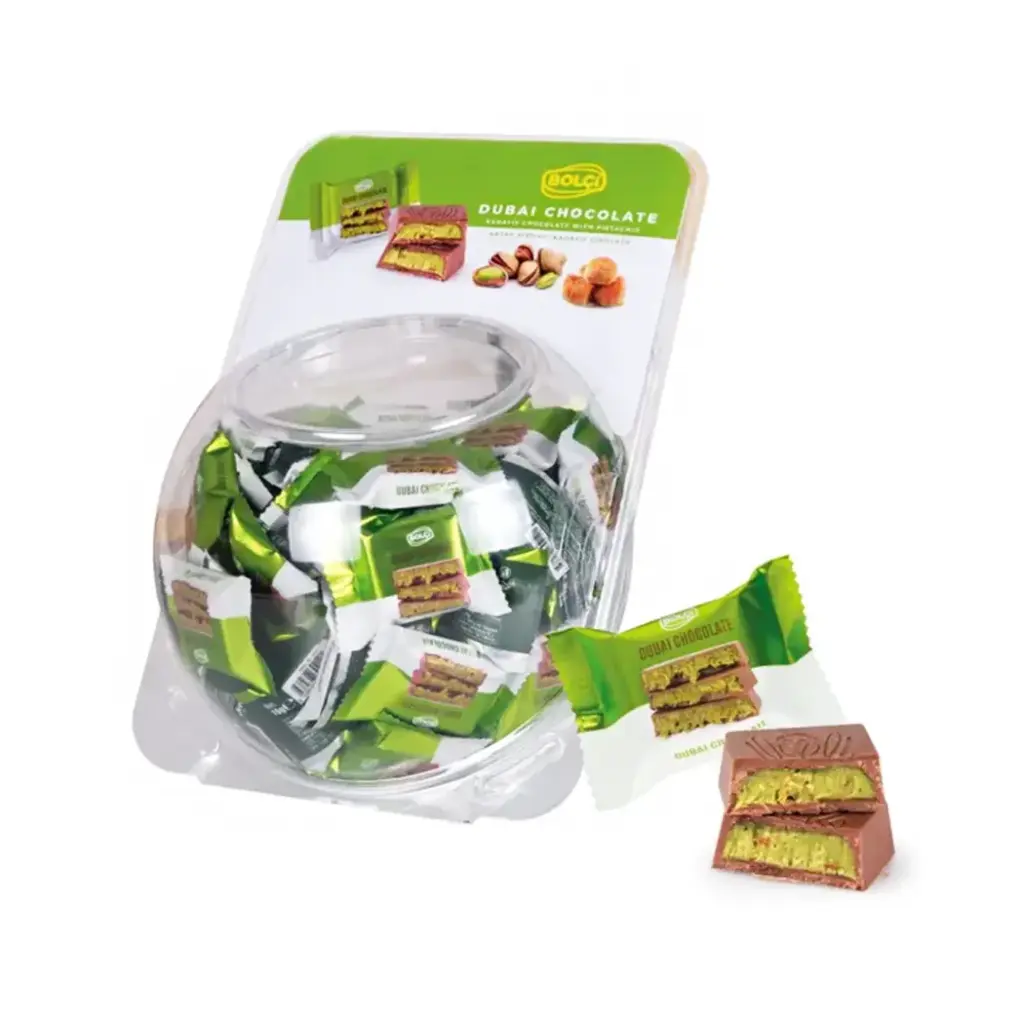 BOLCI ANTEP PISTACHIO & KADAYIF DUBAI CHOCOLATE BAR 50CT JAR 16GM
