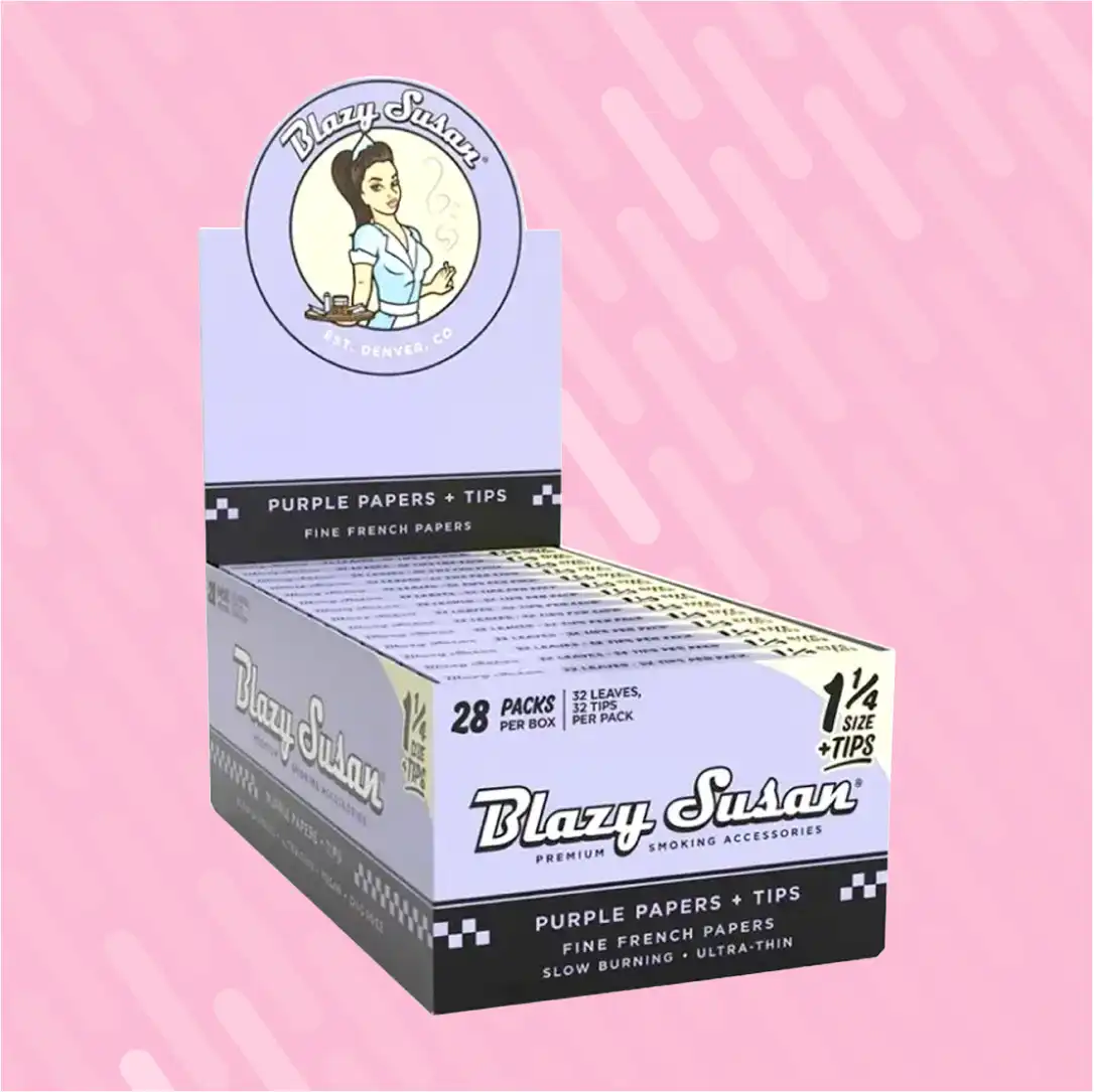 Blazy Paper Purple 1 1/4 + Tips 28 Packs Per Box | NEPA Wholesale