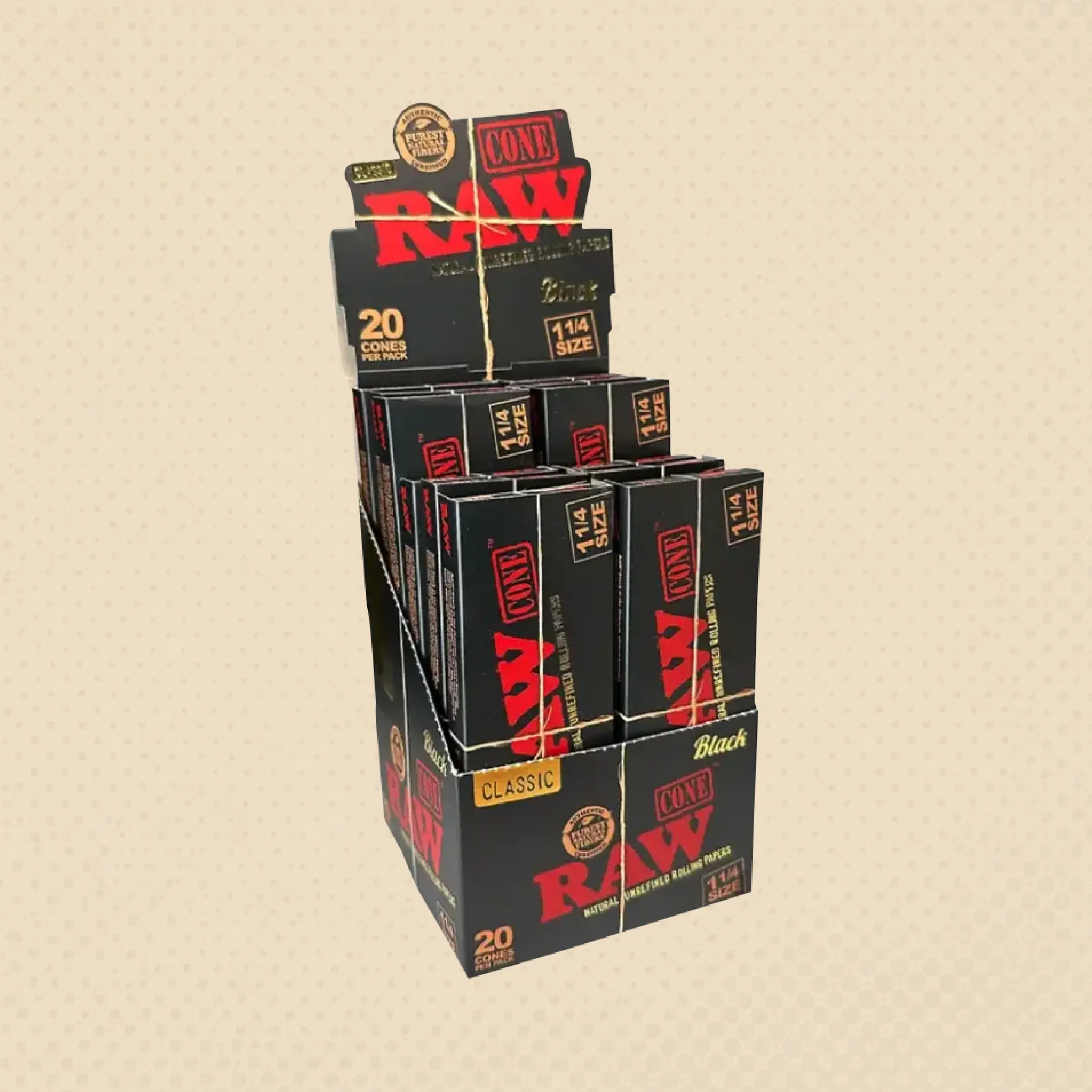 RAW Black Classic Cone 1 1/4 20 Cones per Pack | NEPA Wholesale