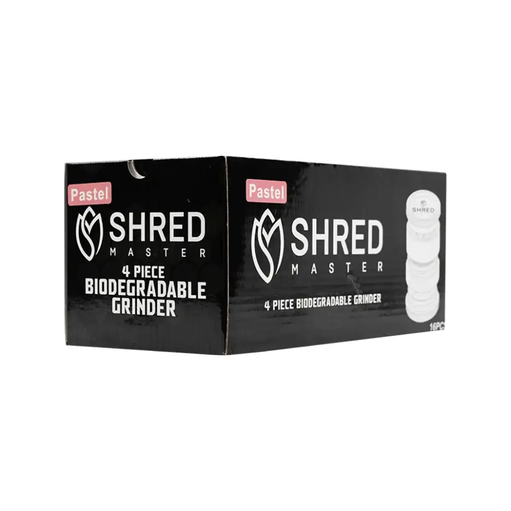 SHRED MASTER 4PC-55MM HEMP GRINDER 16PK PASTEL COLORS (S-4PC-P)