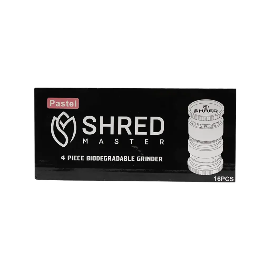 SHRED MASTER 4PC-55MM HEMP GRINDER 16PK PASTEL COLORS (S-4PC-P)