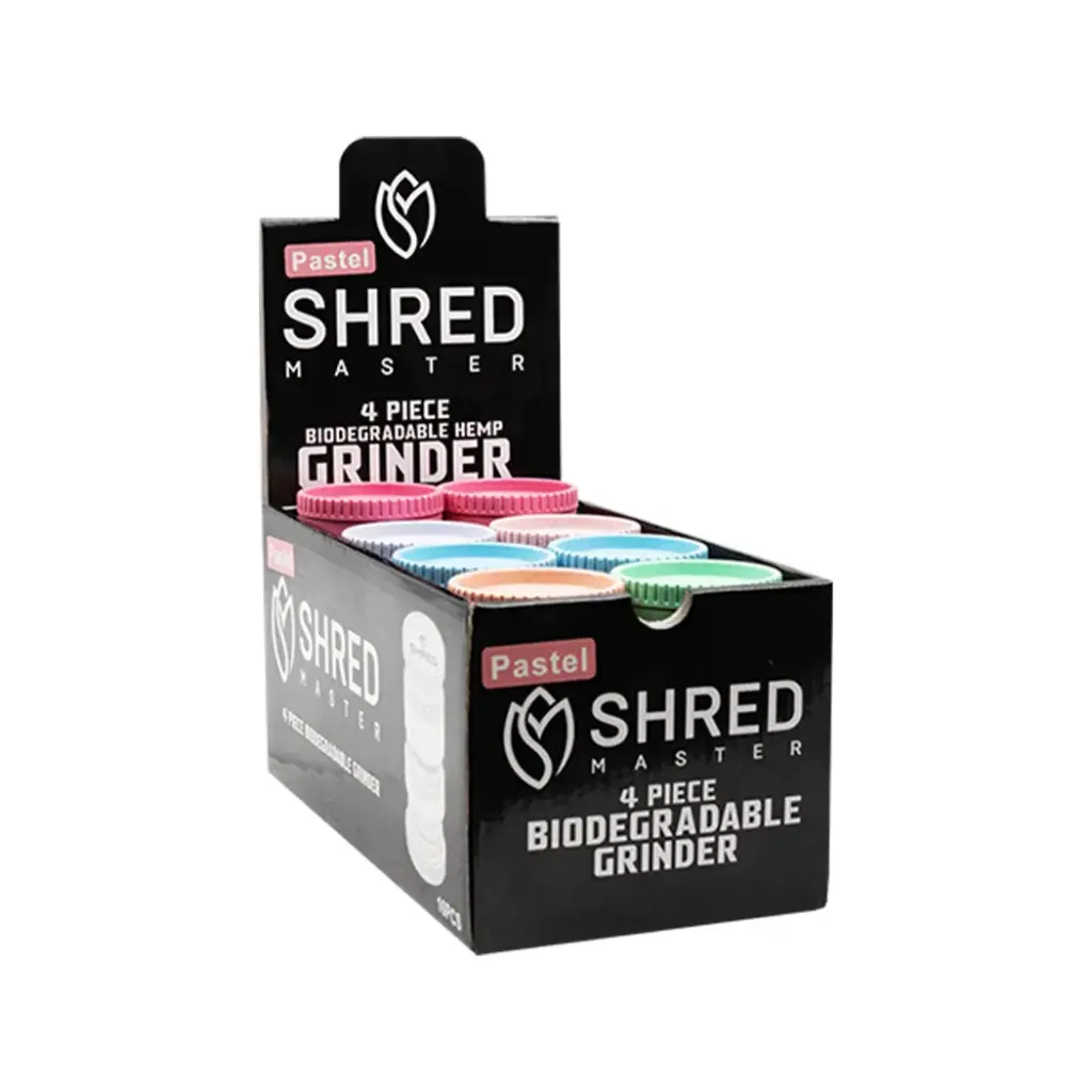 SHRED MASTER 4PC-55MM HEMP GRINDER 16PK PASTEL COLORS (S-4PC-P)