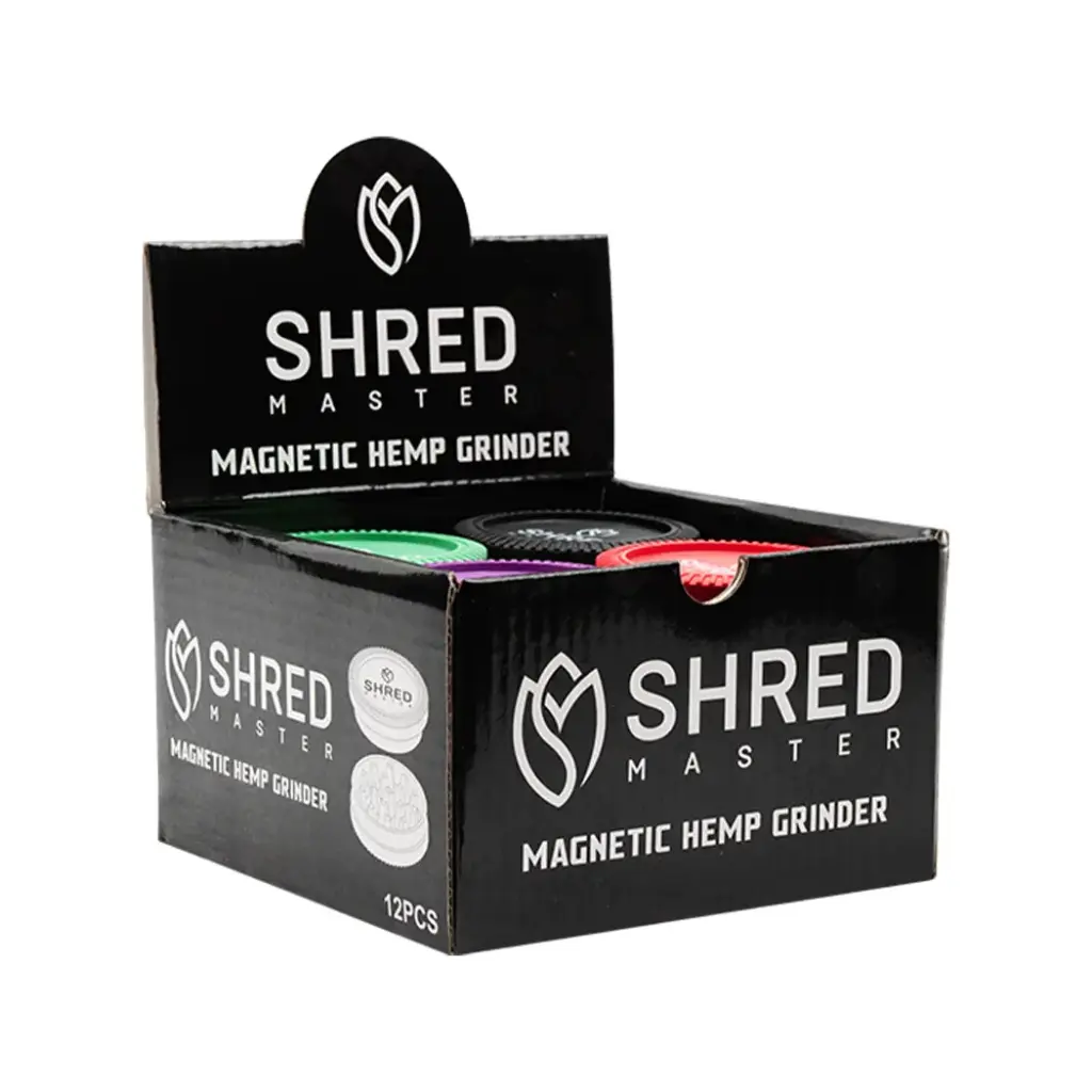 SHRED MASTER 12PK-60MM HEMP GRINDER 2PC MAGNET (L-4PC-R)