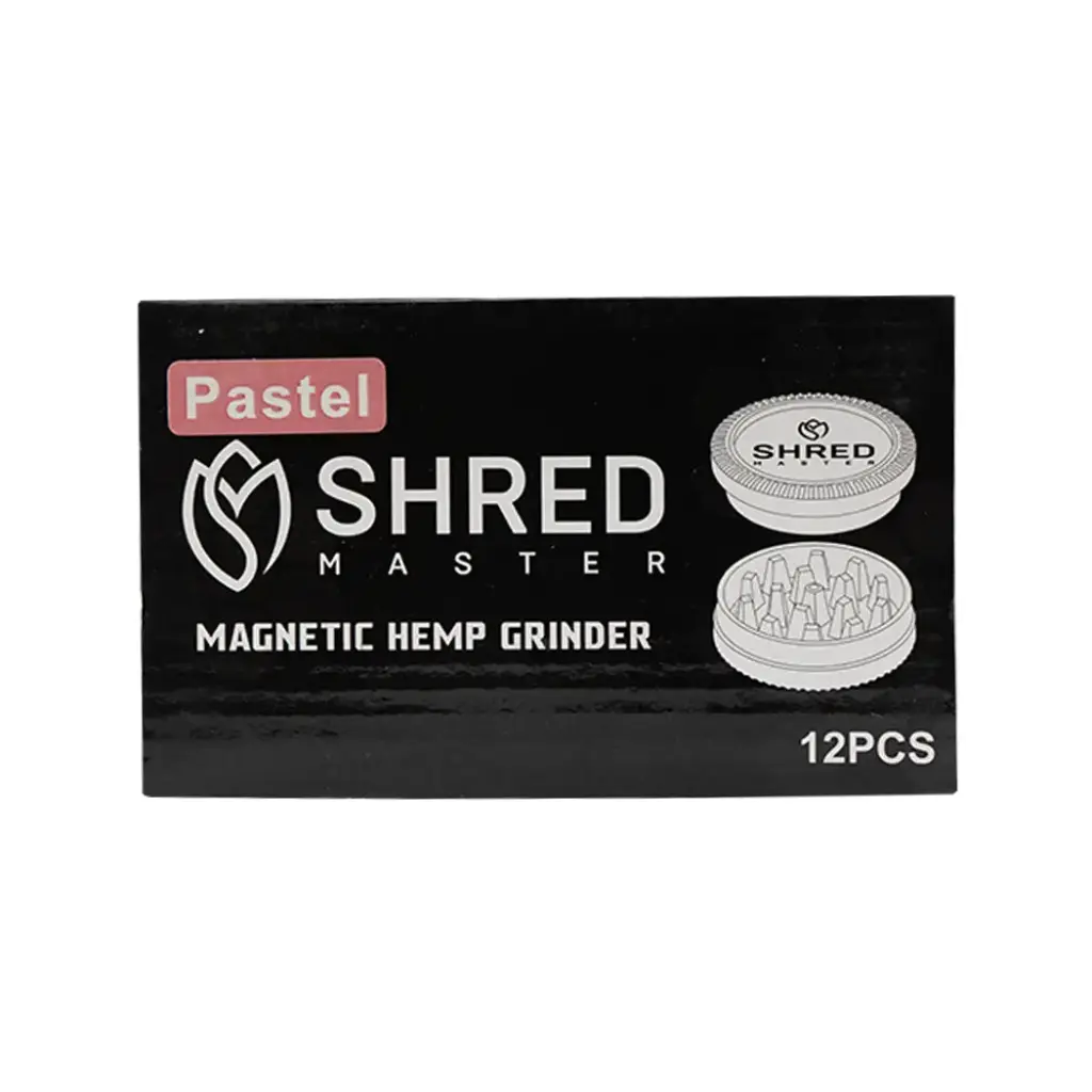SHRED MASTER 12PK-60MM HEMP GRINDER 2PC MAGNET PASTEL COLORS (L-4PC-P)