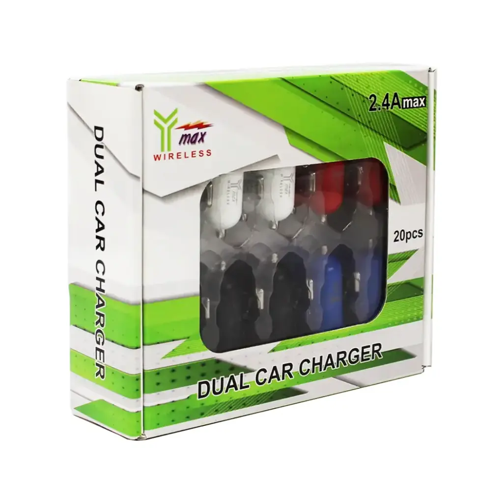 Y-MAX DUAL CAR CHARGER 20 CT BOX
