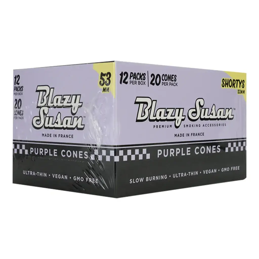 BLAZY CONE PURPLE 53MM 12 PACKS PER BOX