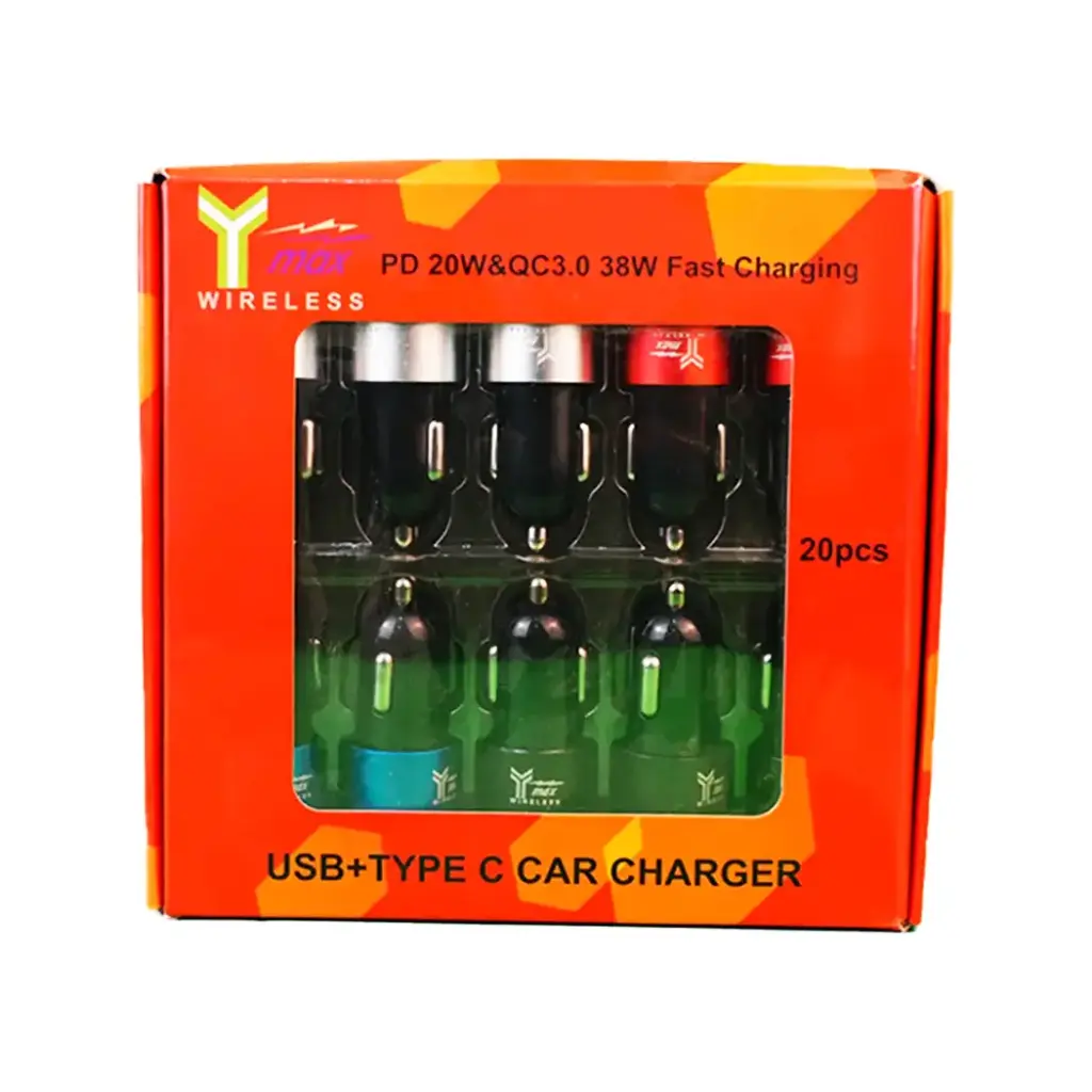Y-MAX AUTO ADAPTOR (C AND USB 3.1AMP) BOX 1CT