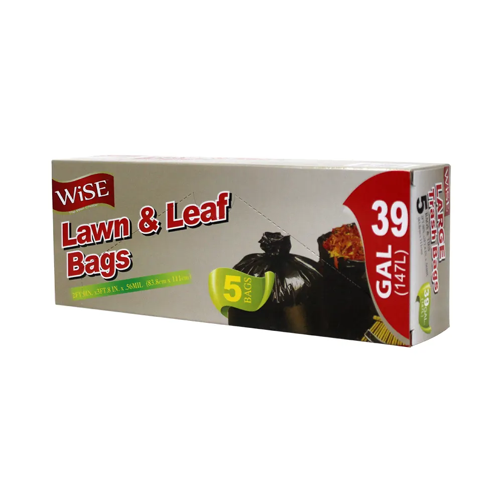WISE LAWN BAG 5CT/39GALLON BLACK
