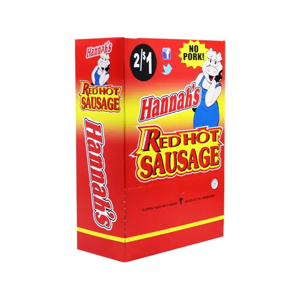 HANNAH'S NO PORK 50-0.7OZ RED HOT SAUSAGE