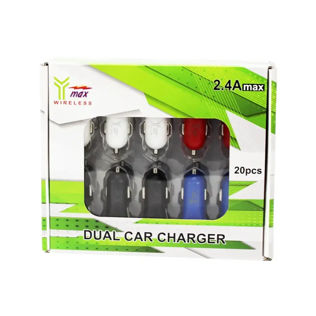 Y-MAX DUAL CAR CHARGER 20 CT BOX