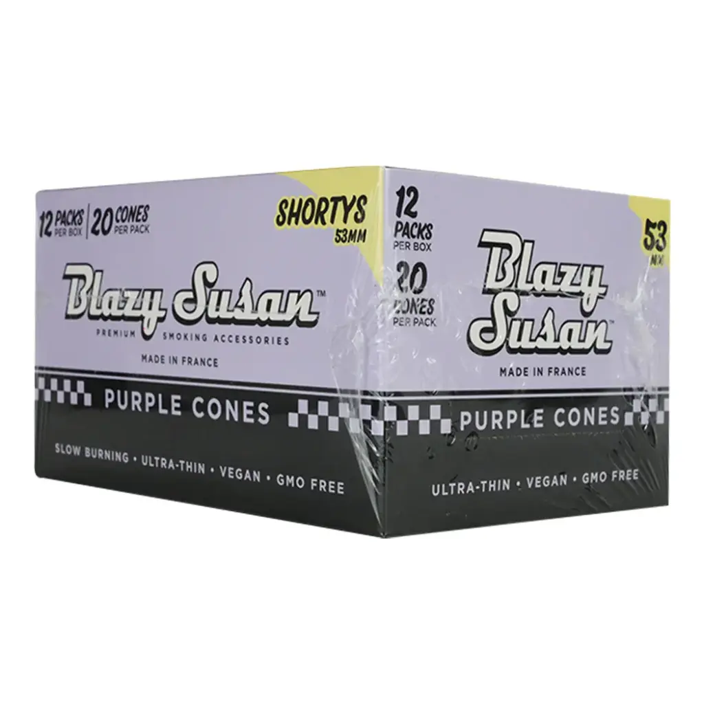 BLAZY CONE PURPLE 53MM 12 PACKS PER BOX