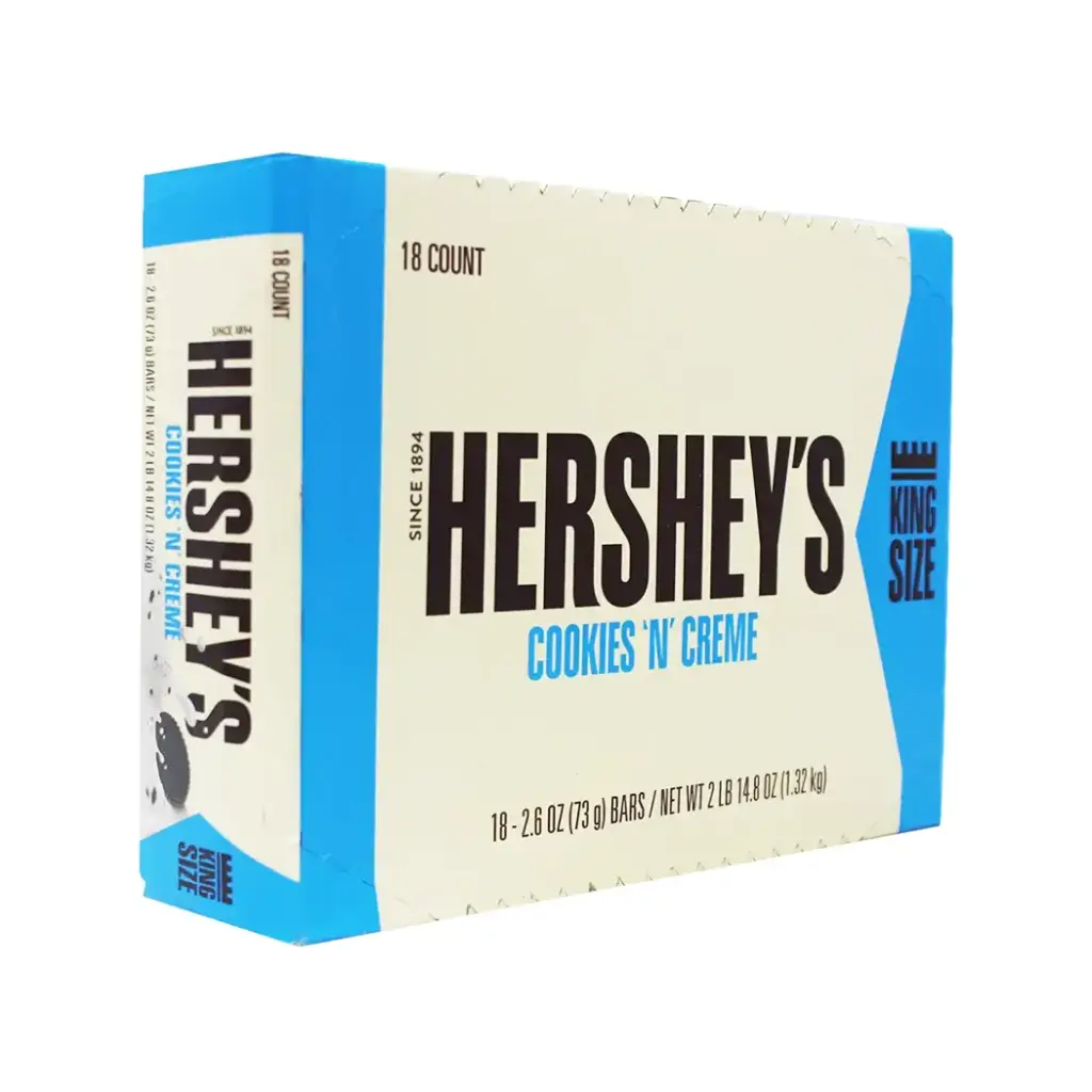 HERSHEY'S 18-2.6 OZ COOKIES 'N' CREAM KING SIZE