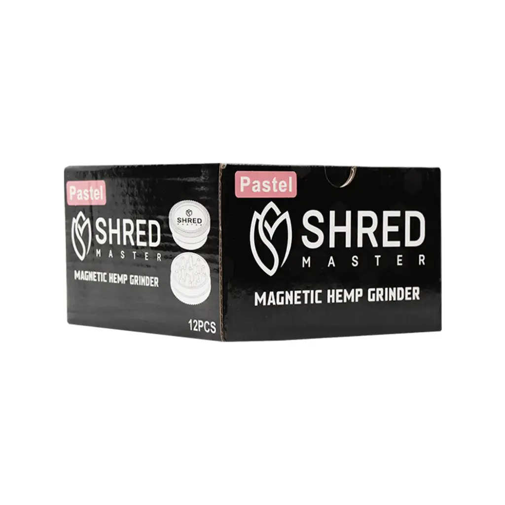 SHRED MASTER 12PK-60MM HEMP GRINDER 2PC MAGNET PASTEL COLORS (L-4PC-P)