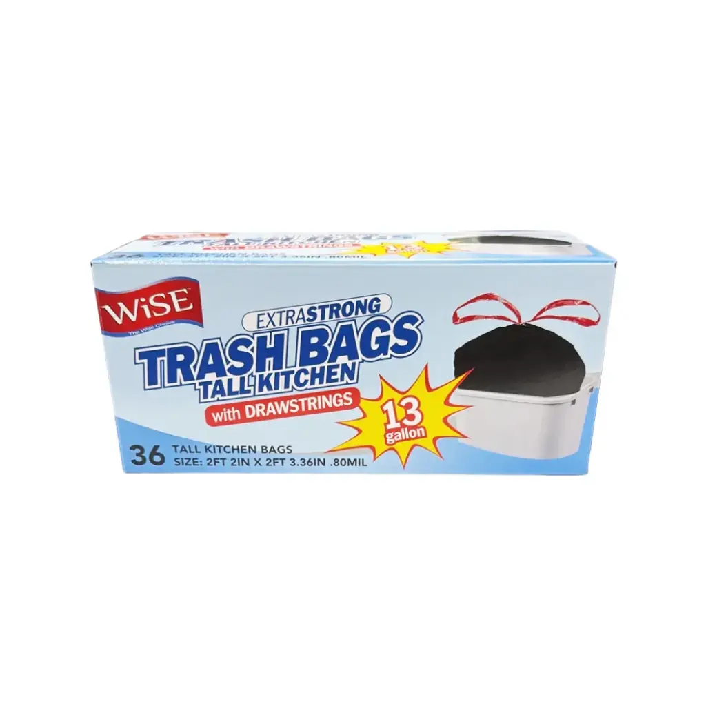 WISE ES TRASH BAGS 36CT/13 GALLON BLACK