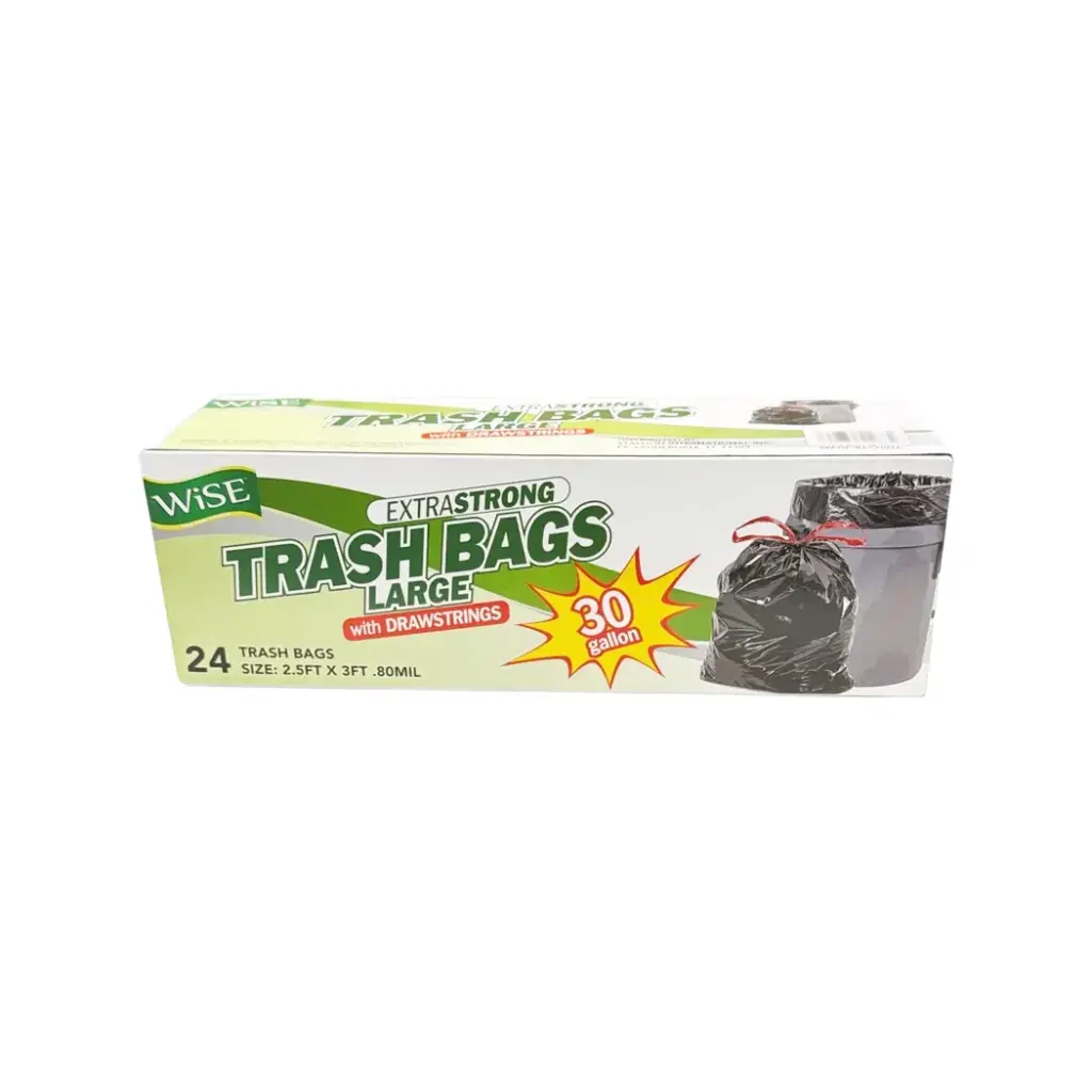 WISE ES TRASH BAGS LARGE 24CT/30 GALLON BLACK