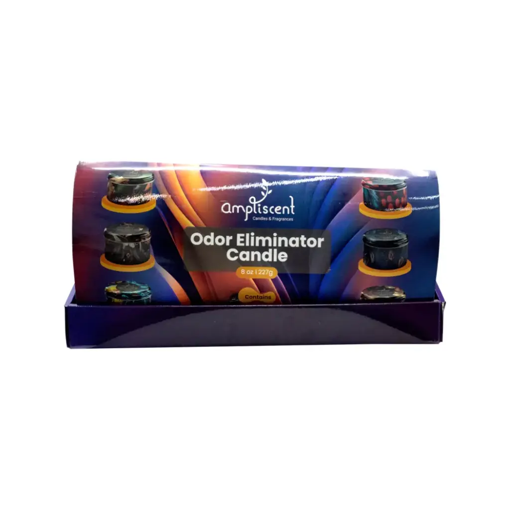 AMPLISCENT ODOR ELIMINATOR CANDLE 12-8 OZ DIPSPLAY