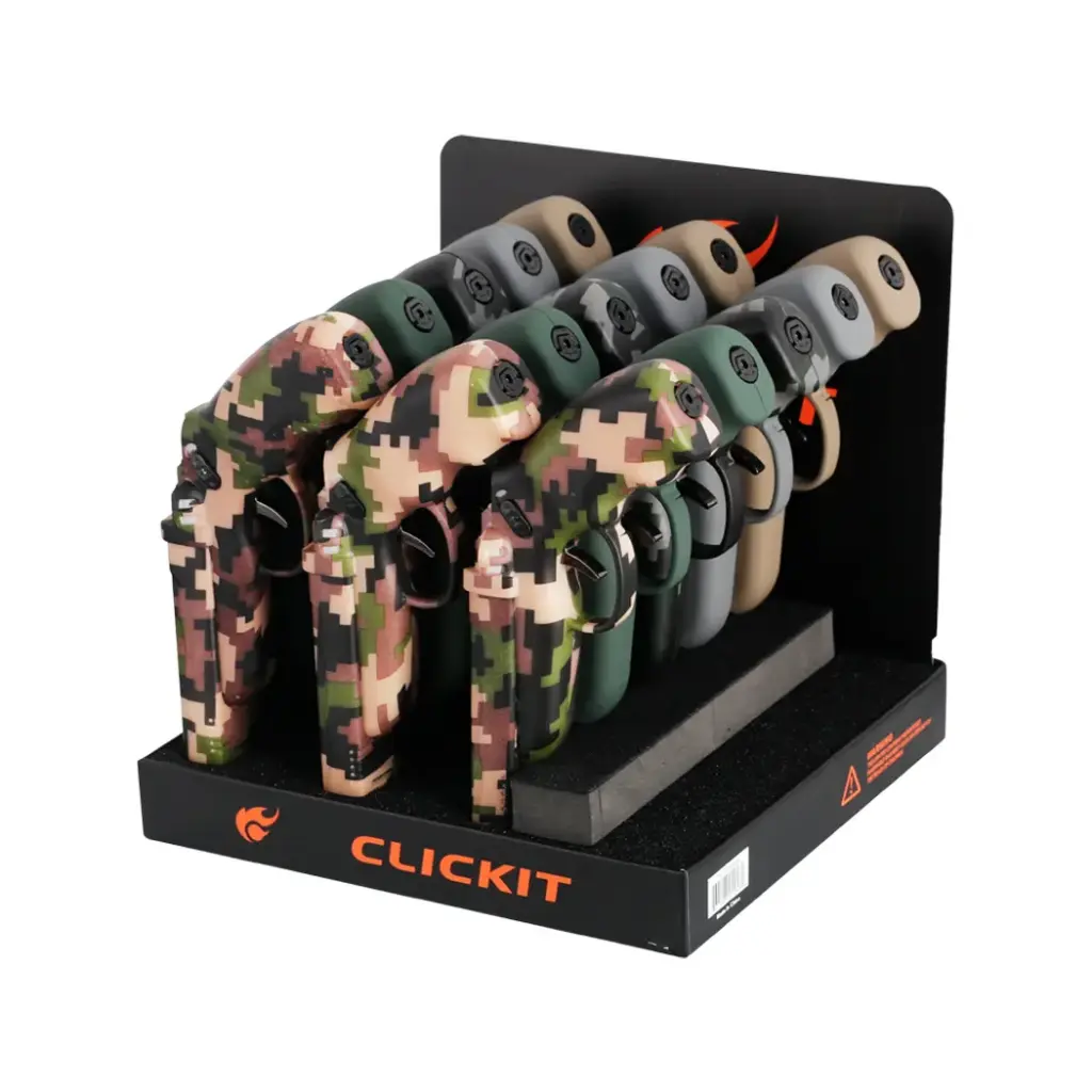 CLICKIT TORCH LIGHTER DOUBLE TORCH PISTOL 15CT (GH-4848)