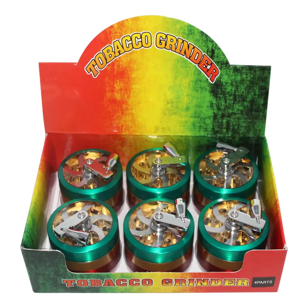 GRINDER (GR071-C) 4 PARTS HAND CRANK RASTA COLOR 60MM