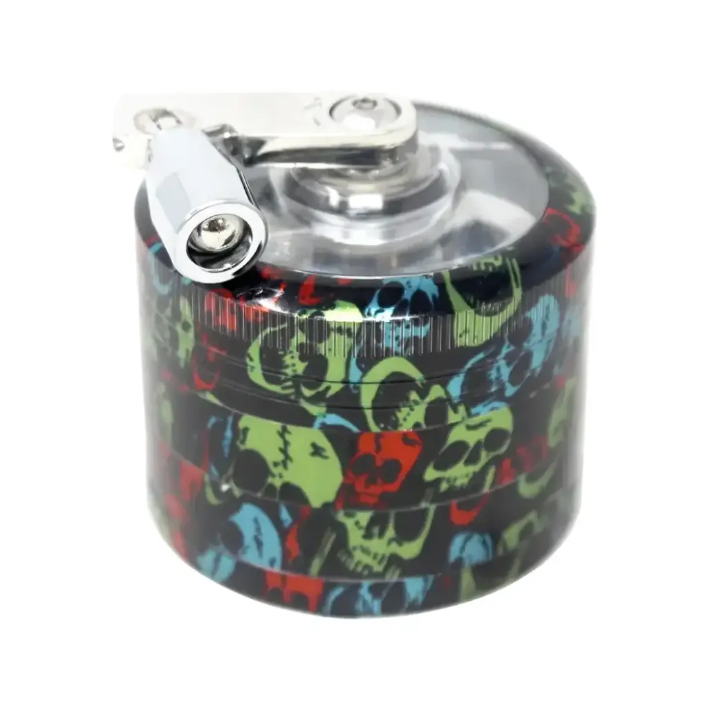 GRINDER (GR090-52SK) 4 PARTS HANDLE SKULL IMAGE 52MM