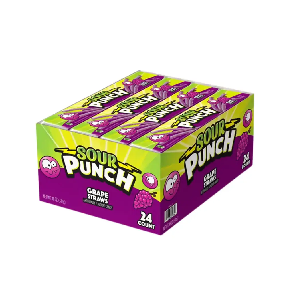 SOUR PUNCH STRAWS GRAPE 2 OZ. - 24 CT
