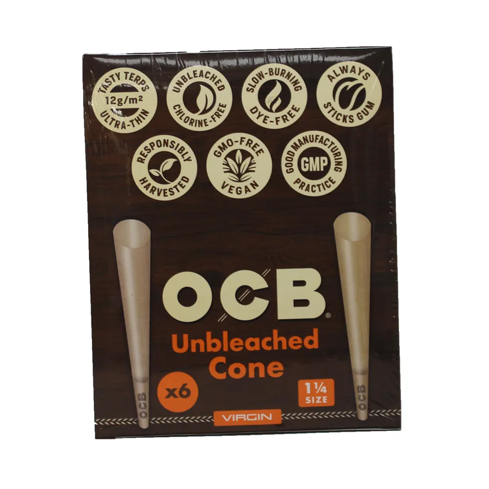 OCB CONE VIRGIN 1 1/4 UNBLEACHED 32-6 PACKS