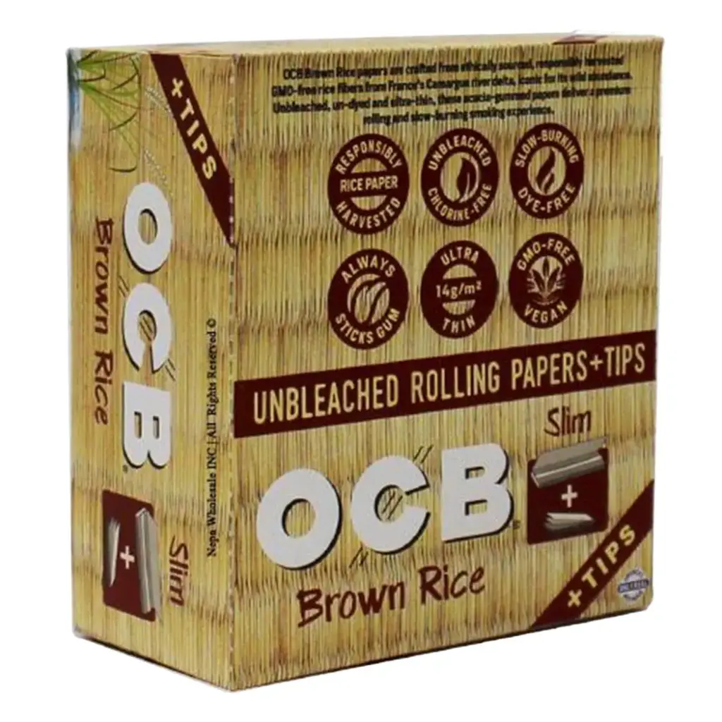 OCB BROWN RICE SLIM + TIPS 24 BOOKLETS